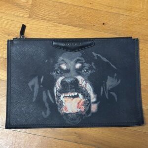 Givenchy Black Rottweiler Dog Print Clutch